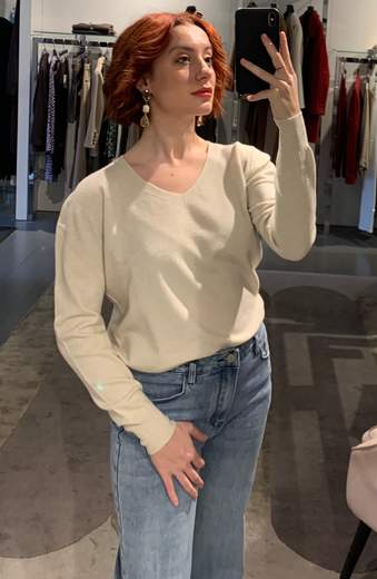 Maglia Scollo A V Viscosa Lana Much Money