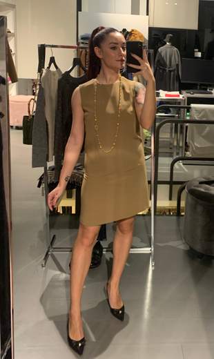 Miniabito In Crepe Senza Maniche Tabacco Kartika