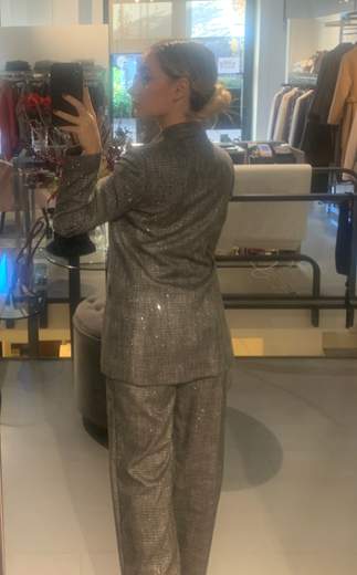 Blazer Con Pailettes Tessuto Principe Di Galles Giorgia Plus