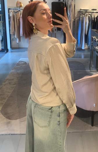 Camicia Classica A Righe Marroni Kartika