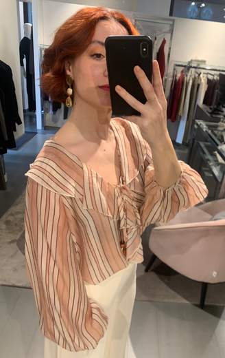 Camicia Con Jabot A Righe Kartika