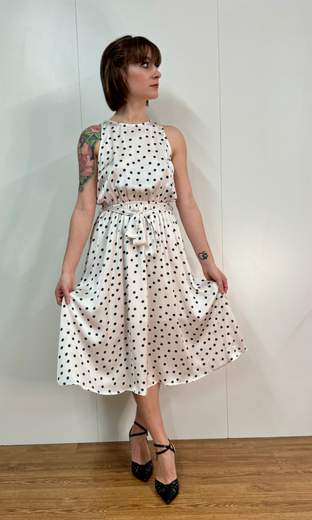 Abito Smanicato Raso Pois Kartika