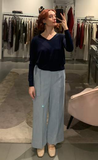 Pantalone Cropped In Chambry Lyocell Kartika