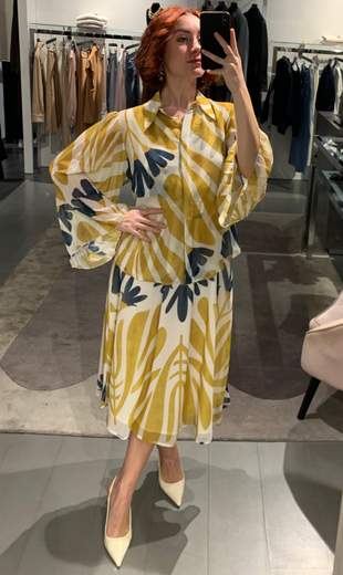 Camicia A Fiori Maniche A Plisse' Giorgia Plus