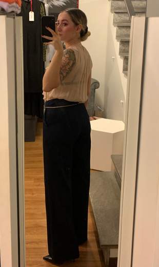 Pantaloni Larghi Con Profili E Fusciacca Giorgia Plus