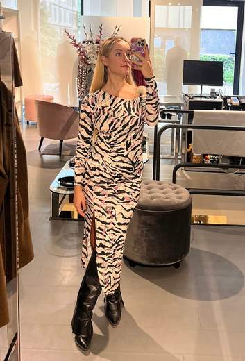 Abito Lungo Monospalla Zebrato Vicky Mood