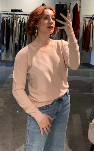 Maglia Scollo A V Viscosa Lana Much Money