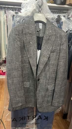 Blazer Con Pailettes Tessuto Principe Di Galles Giorgia Plus