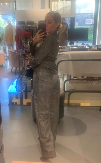 Pantaloni Larghi Con Paillettes E Cintura Giorgia Plus