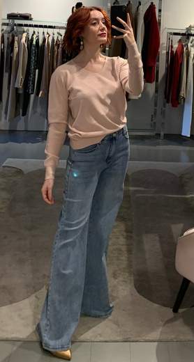 Maglia Scollo A V Viscosa Lana Much Money