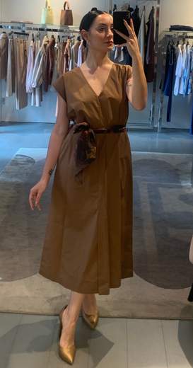 Abito Dritto In Cotone Con Fusciacca Kartika