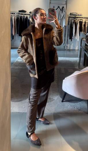 Giubbotto Panno Tweed Con Pelo Kartika