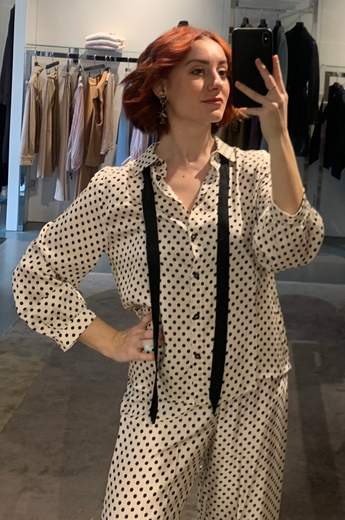 Camicia A Pois Con Fiocco Giorgia Plus