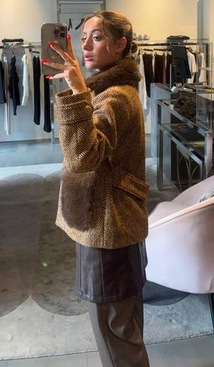 Giubbotto Panno Tweed Con Pelo Kartika
