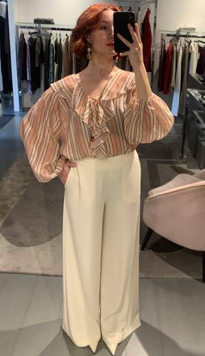 Pantalone Largo In Cadi Fluido Kartika