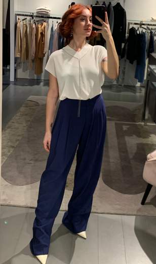 Pantaloni In Viscosa Larghi Con Pence Giorgia Plus