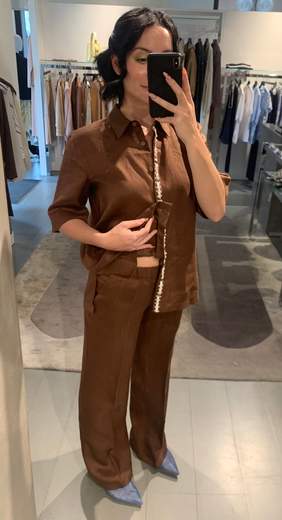 Pantaloni Larghi In Lino Riva Tricot