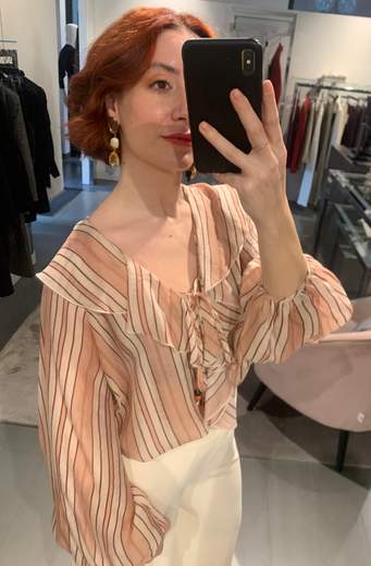 Camicia Con Jabot A Righe Kartika