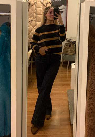 Maglia Scollo Rotondo A Righe Lana Riva Tricot