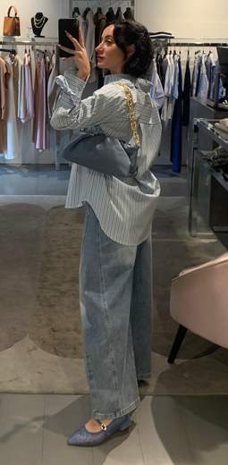 Camicia A Righe Azzurra Con Lacci Saiph