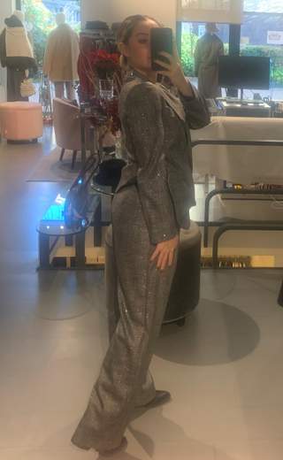 Pantaloni Larghi Con Paillettes E Cintura Giorgia Plus