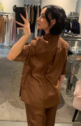 Camicia Manica Corta Lino Con Applicazioni Riva Tricot