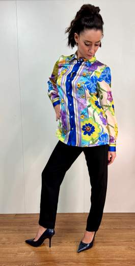 Camicia In Raso Stampa Foulard Kartika