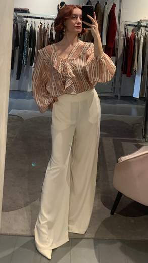 Pantalone Largo In Cadi Fluido Kartika