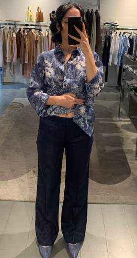 Pantaloni Larghi In Lino Riva Tricot