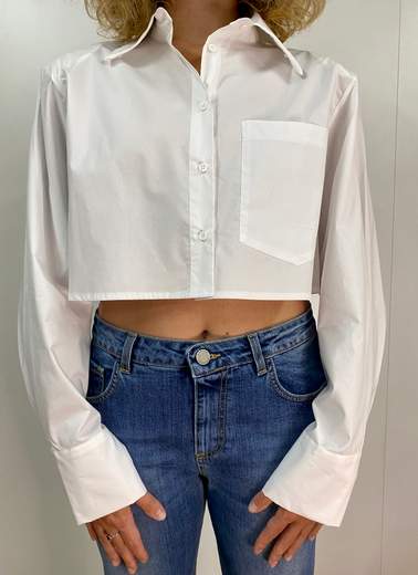 Camicia Crop Con Spalline Imbottite e Taschino Kontatto
