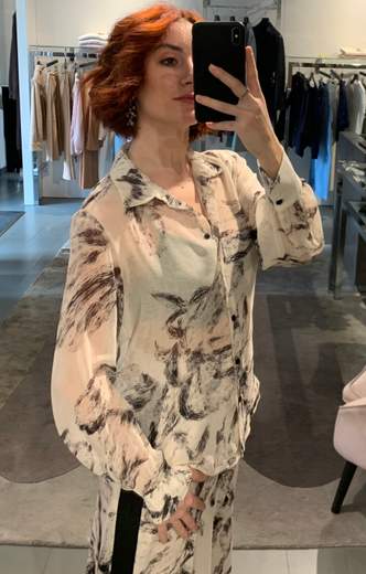 Camicia A Fiori Bianco Nero Giorgia Plus