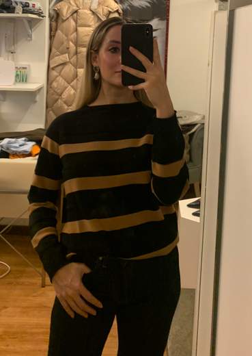 Maglia Scollo Rotondo A Righe Lana Riva Tricot