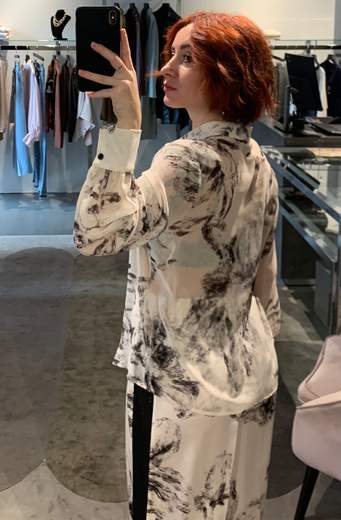 Camicia A Fiori Bianco Nero Giorgia Plus