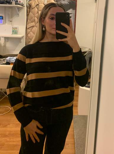 Maglia Scollo Rotondo A Righe Lana Riva Tricot