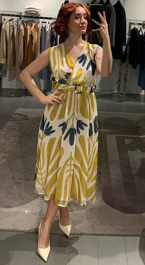 Abito A Fiori Con Cintura Giorgia Plus