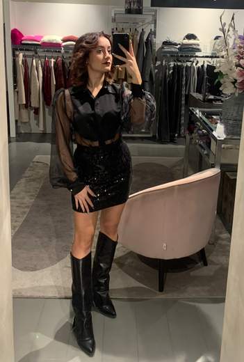 Gonna Corta Nera In Pailettes Maryley