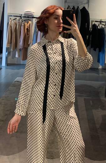 Camicia A Pois Con Fiocco Giorgia Plus