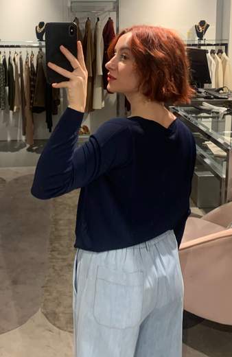 Maglia Viscosa Scollo A V Blu Much Money