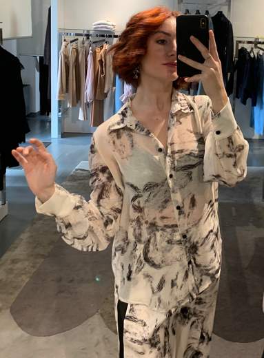 Camicia A Fiori Bianco Nero Giorgia Plus