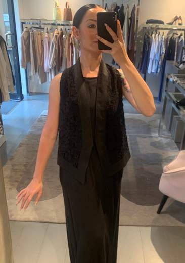 Gilet Devoré Con Bordo E Motivo Kartika