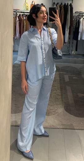 Pantaloni Larghi In Lino Riva Tricot