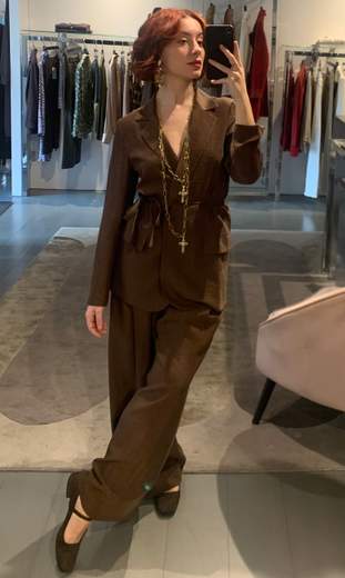 Pantalone Lyocell Crash Marrone Kartika