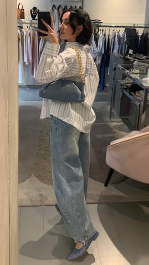 Camicia Over A Righe Con Tasca E Swarosky Kiki Six