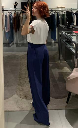 Pantaloni In Viscosa Larghi Con Pence Giorgia Plus