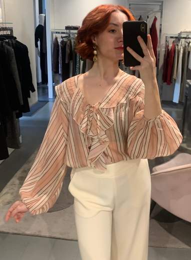 Camicia Con Jabot A Righe Kartika