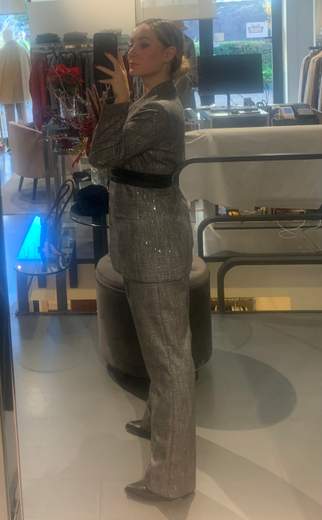 Pantaloni Larghi Con Paillettes E Cintura Giorgia Plus