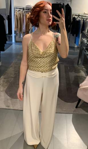 Pantaloni Larghi Elasticizzati Con Fibbia Metallica Giorgia Plus