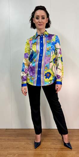 Camicia In Raso Stampa Foulard Kartika