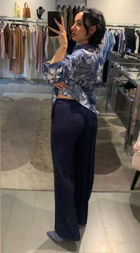 Pantaloni Larghi In Lino Riva Tricot