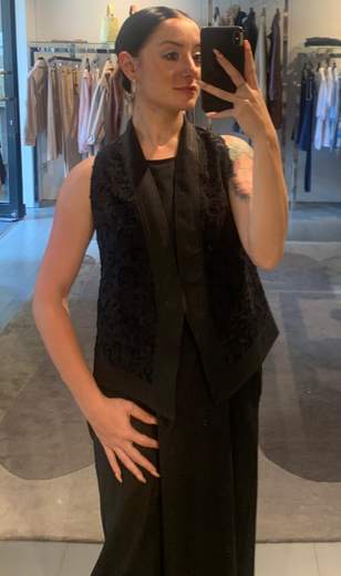 Gilet Devoré Con Bordo E Motivo Kartika